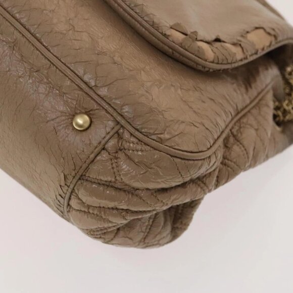 CHANEL Chain Shoulder Bag Vinyl Coated Leather Beige Gold CC - Picture 6 of 15